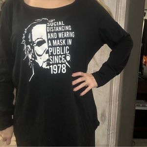 Halloween Michael Myers Masking Long Sleeve Top 1X